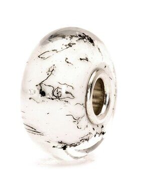*Trollbeads White Steel Glass Bead Silver